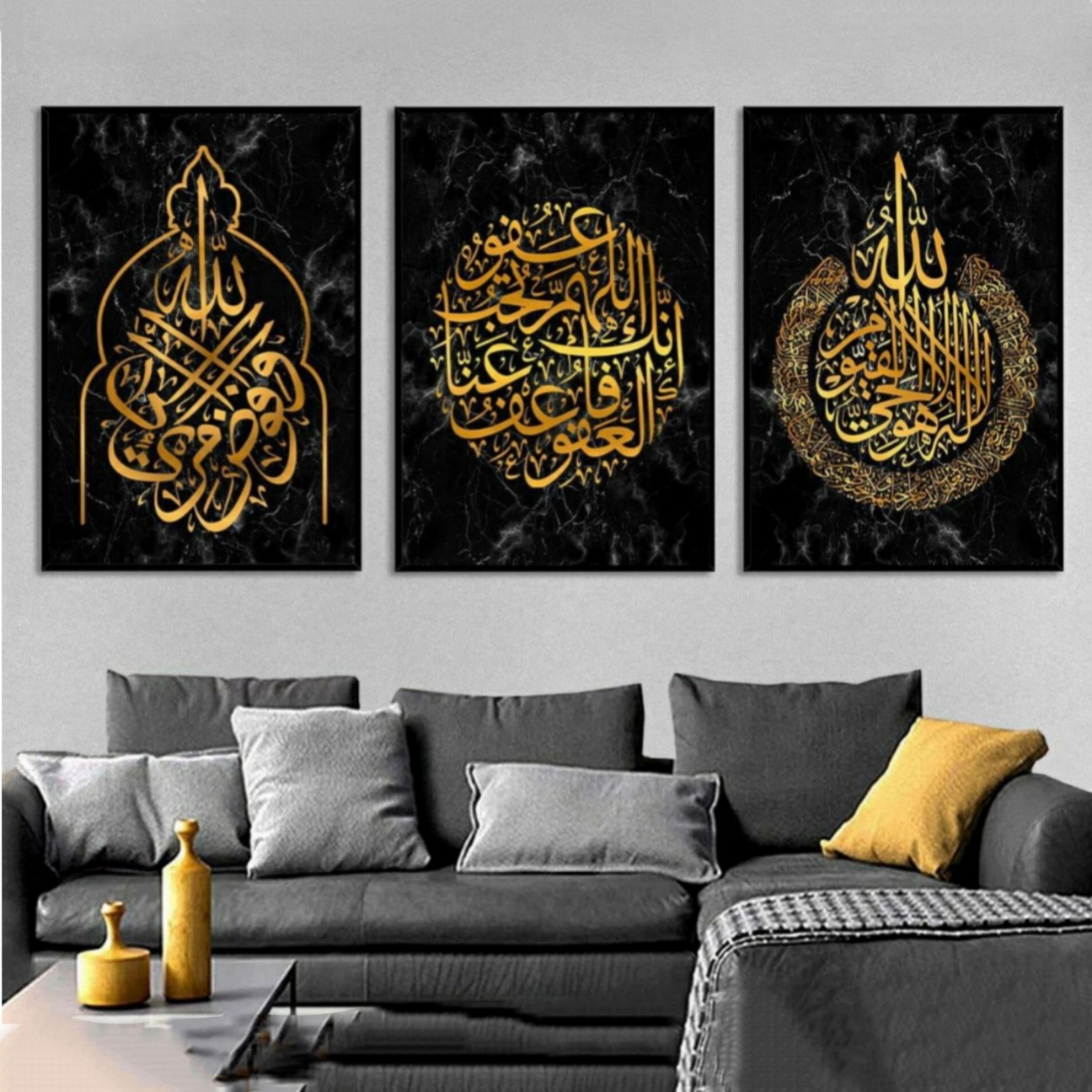 تابلو دکوراتیو ۳تیکه مدرن طرح آیت الکرسی کد ۰۱۱۹