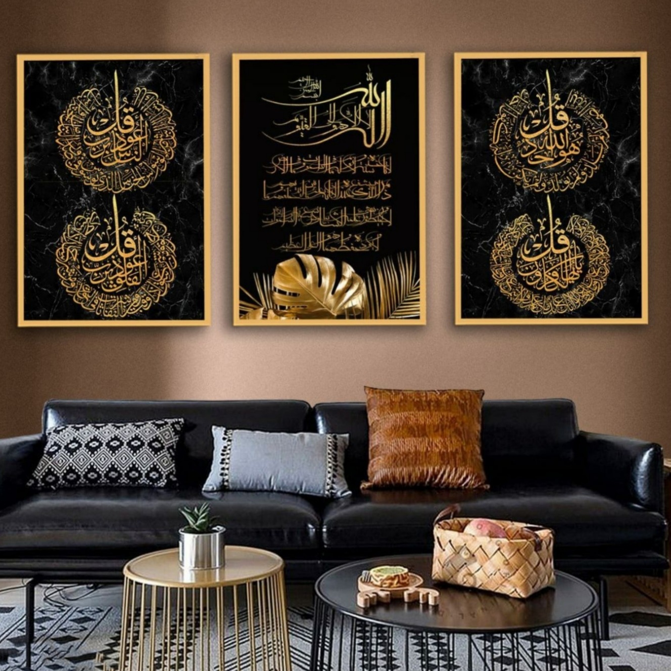 تابلو دکوراتیو ۳تیکه مدرن طرح چهار قل کد ۰۰۷۵