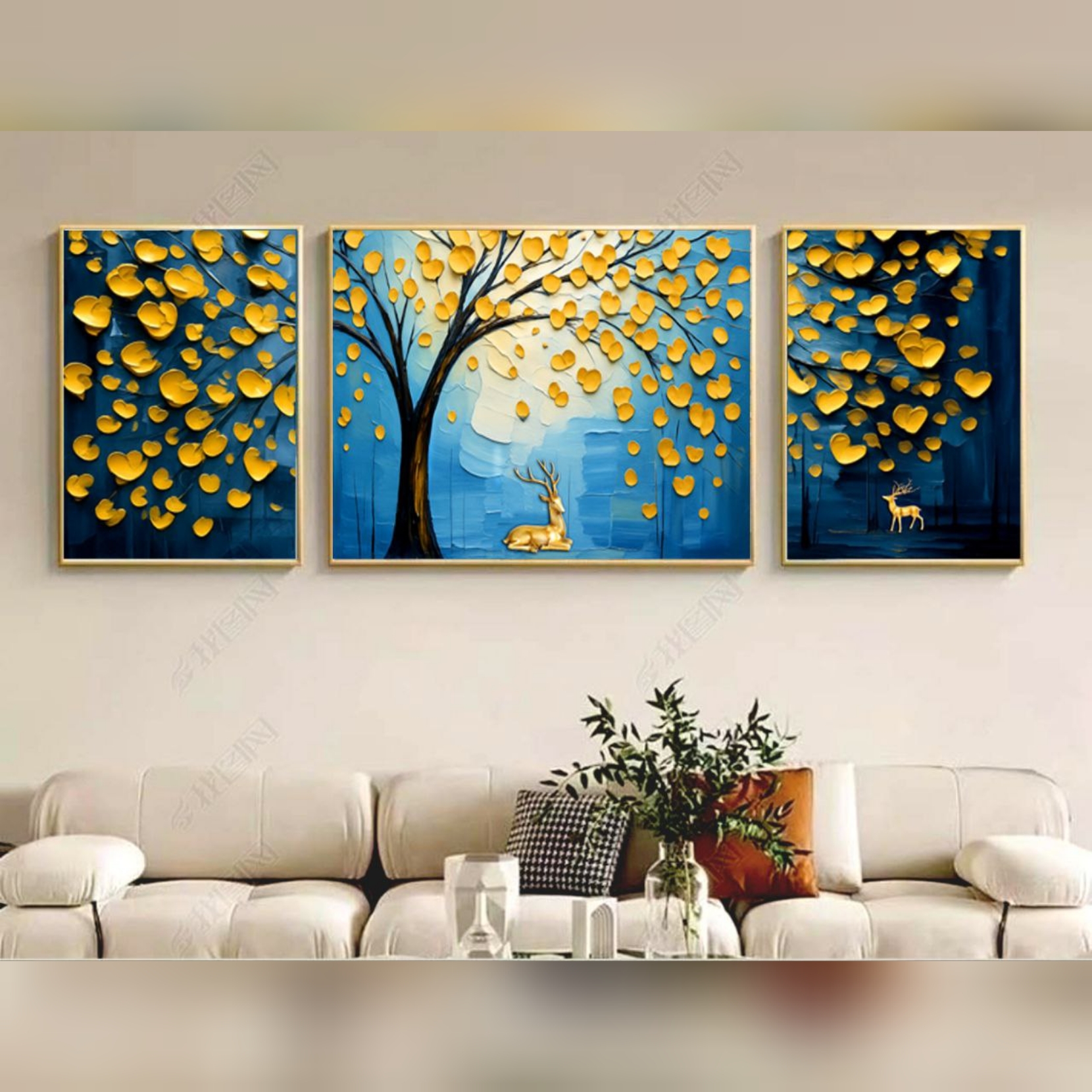 تابلو دکوراتیو ۳تیکه مدرن طرح پائیز کد ۰۲۵۸